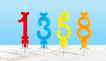 Candles, numbers, ribbons